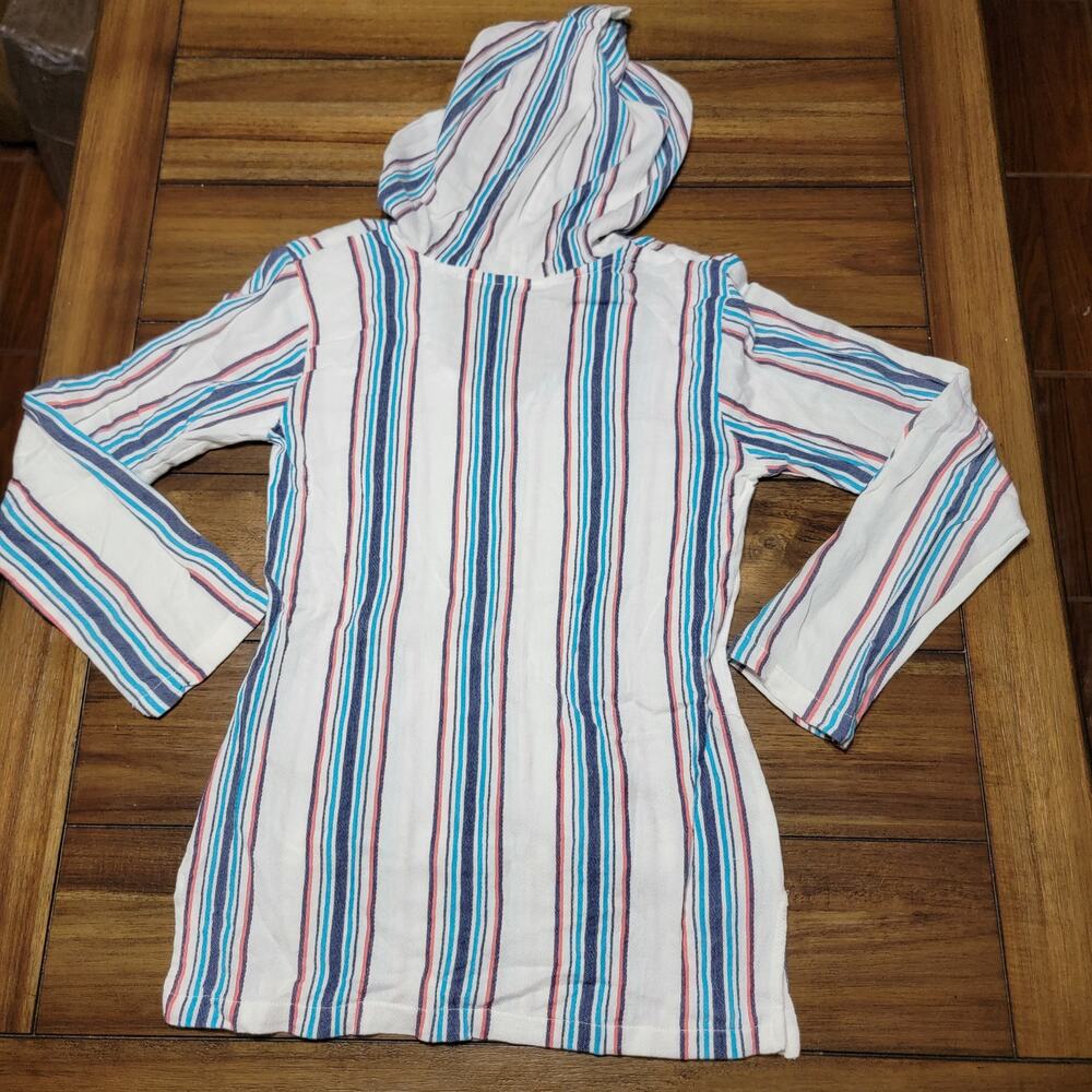 Buc-ee's LS Beachy Striped Hooded Shirt w/ Front Pocket - Size Small - Picture 4 of 5